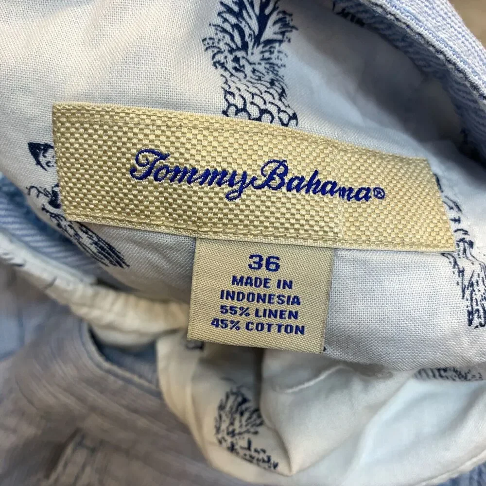 Tommy Bahama Shorts Adult 36 Blue Linen‎ Cotton Blend Mens